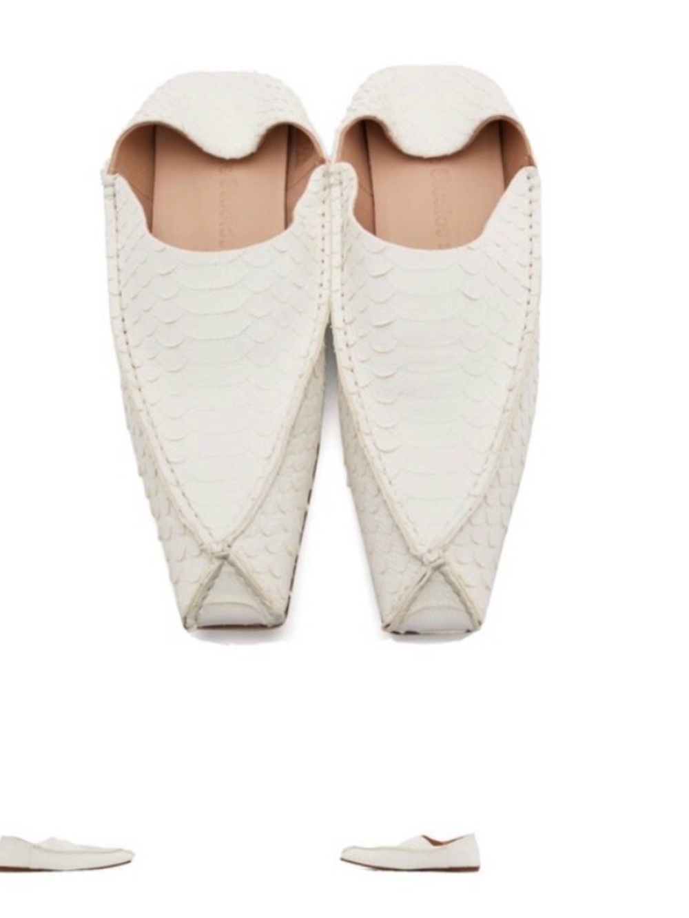 NWOB Acne Studios sneak skin pointed/square toe ballet flats in ivory/cream